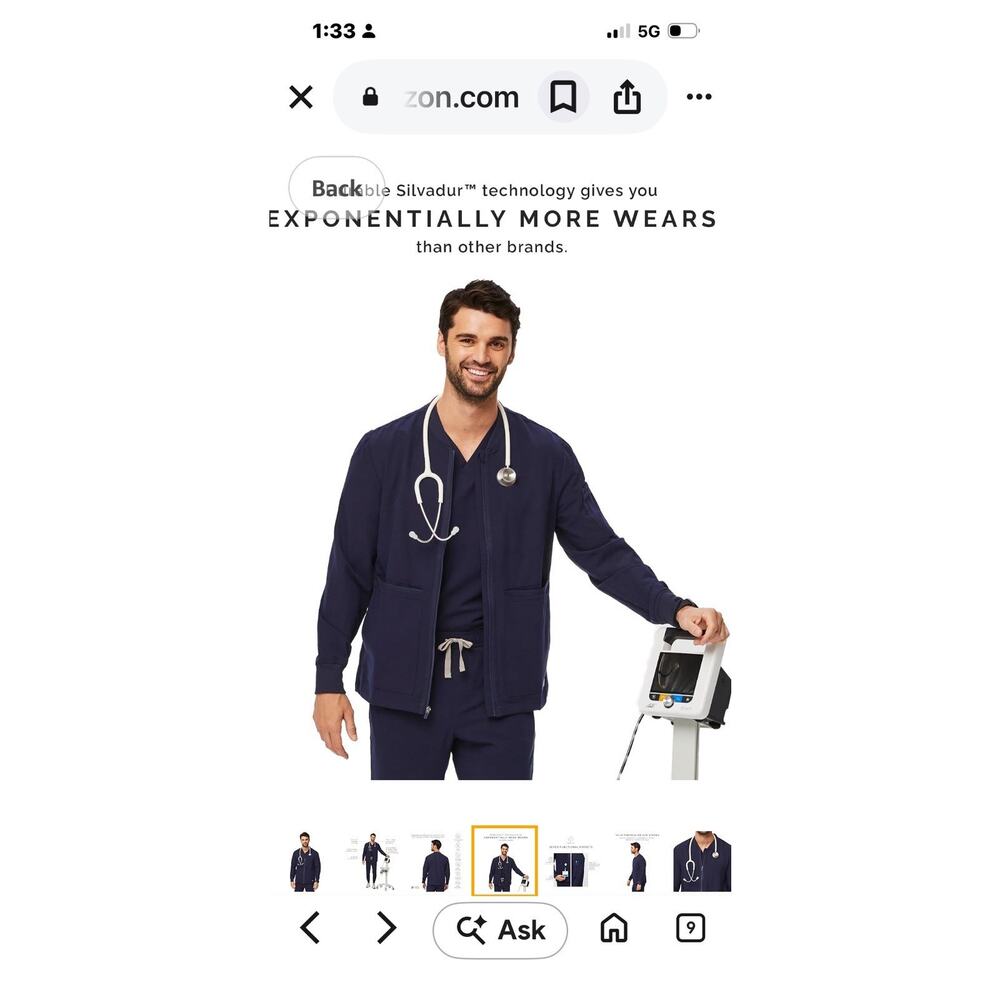 Figs Technical Collection Zapote Jacket Men M Scrubs Navy Full Zip Healthcare - Picture 3 of 13